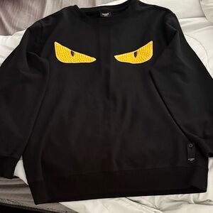 Fendi Black Crewneck Sweater with Yellow Eyes